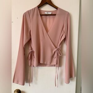 Twik Blush Wrap Blouse with Tie Accents
